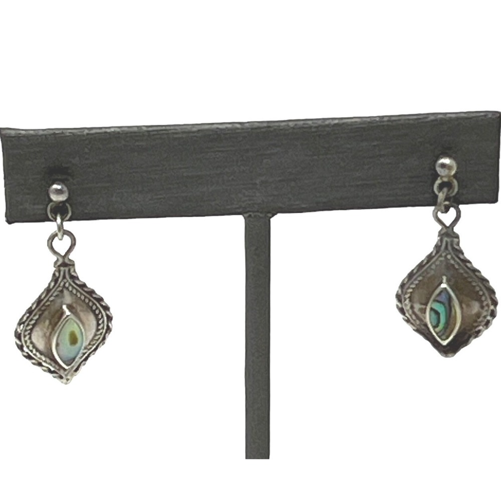 Vintage Pierced Dangle Earrings Sterling Silver 925‎ Mother of Pearl Drop